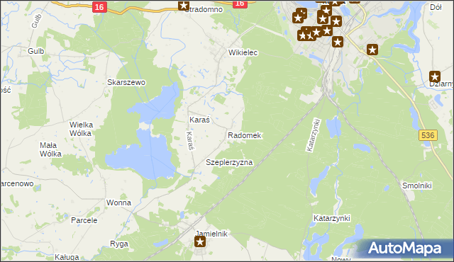 mapa Radomek gmina Iława, Radomek gmina Iława na mapie Targeo