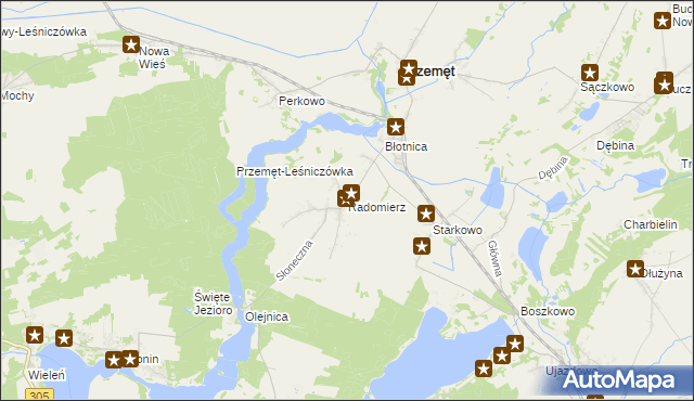 mapa Radomierz gmina Przemęt, Radomierz gmina Przemęt na mapie Targeo