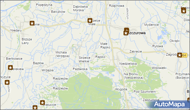 mapa Rajsko gmina Szczurowa, Rajsko gmina Szczurowa na mapie Targeo