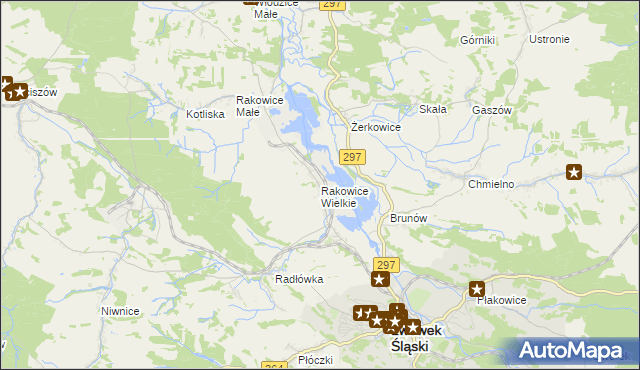 mapa Rakowice Wielkie, Rakowice Wielkie na mapie Targeo