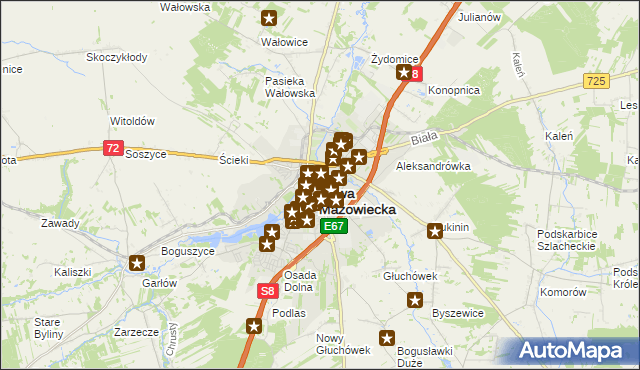 mapa Rawa Mazowiecka, Rawa Mazowiecka na mapie Targeo