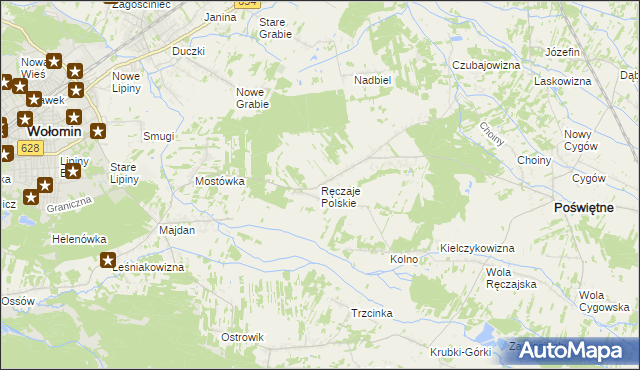 mapa Ręczaje Polskie, Ręczaje Polskie na mapie Targeo