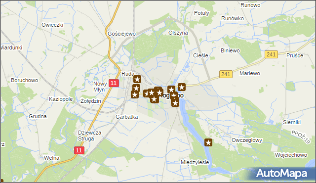 mapa Rogoźno powiat obornicki, Rogoźno powiat obornicki na mapie Targeo