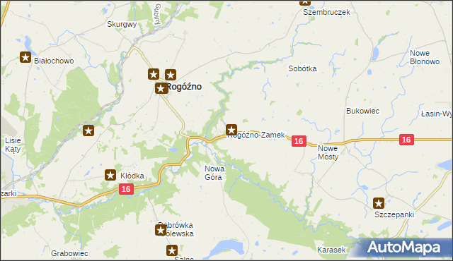 mapa Rogóźno-Zamek, Rogóźno-Zamek na mapie Targeo