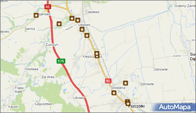mapa Różyny, Różyny na mapie Targeo
