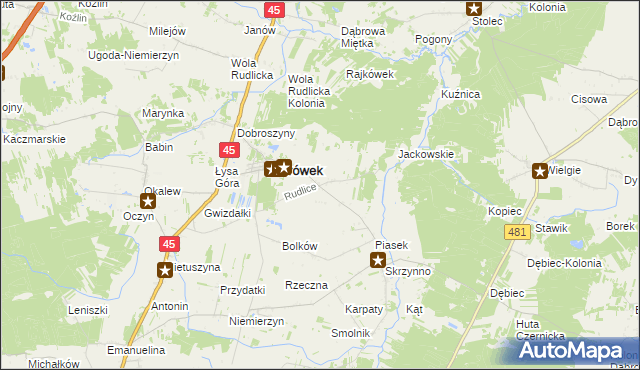 mapa Rudlice, Rudlice na mapie Targeo