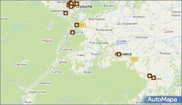 mapa Rudno gmina Borkowice, Rudno gmina Borkowice na mapie Targeo