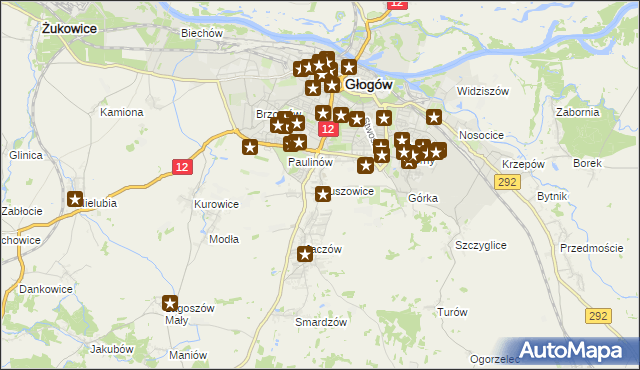 mapa Ruszowice gmina Głogów, Ruszowice gmina Głogów na mapie Targeo