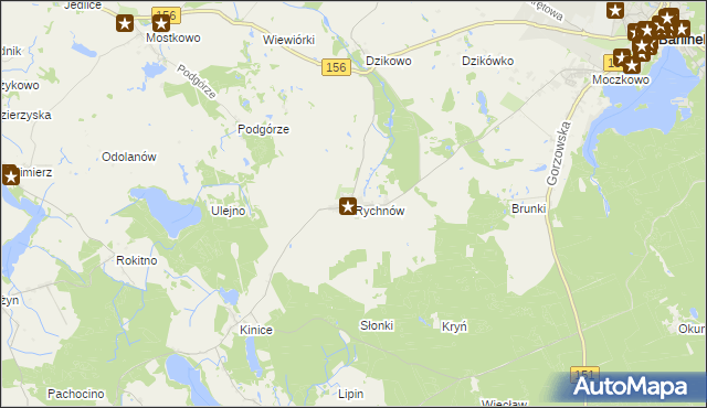 mapa Rychnów gmina Barlinek, Rychnów gmina Barlinek na mapie Targeo