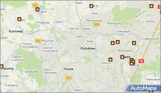 mapa Rydułtowy, Rydułtowy na mapie Targeo