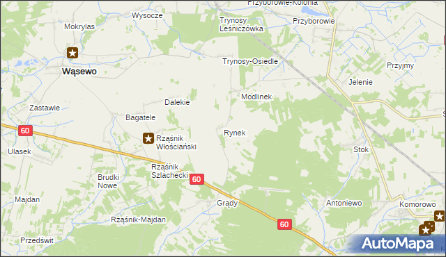 mapa Rynek gmina Wąsewo, Rynek gmina Wąsewo na mapie Targeo