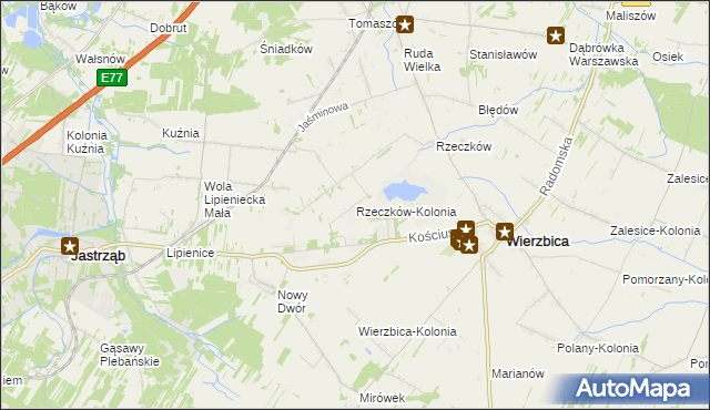 mapa Rzeczków-Kolonia, Rzeczków-Kolonia na mapie Targeo