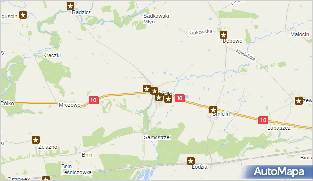mapa Sadki powiat nakielski, Sadki powiat nakielski na mapie Targeo