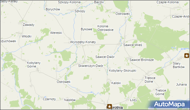 mapa Sawice-Dwór, Sawice-Dwór na mapie Targeo