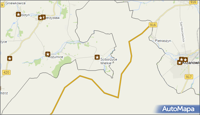 mapa Ściborzyce Wielkie, Ściborzyce Wielkie na mapie Targeo