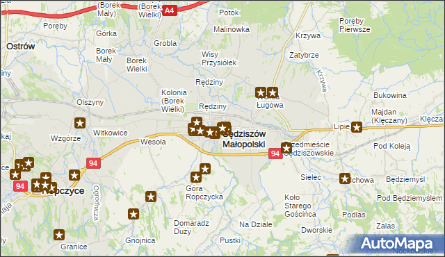mapa Sędziszów Małopolski, Sędziszów Małopolski na mapie Targeo