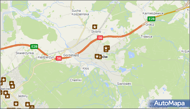 mapa Sianów, Sianów na mapie Targeo