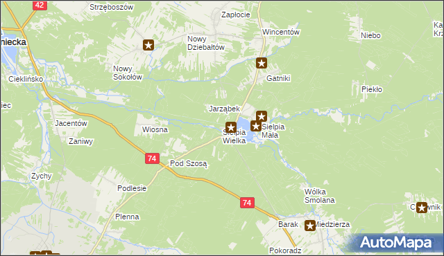 mapa Sielpia Wielka, Sielpia Wielka na mapie Targeo