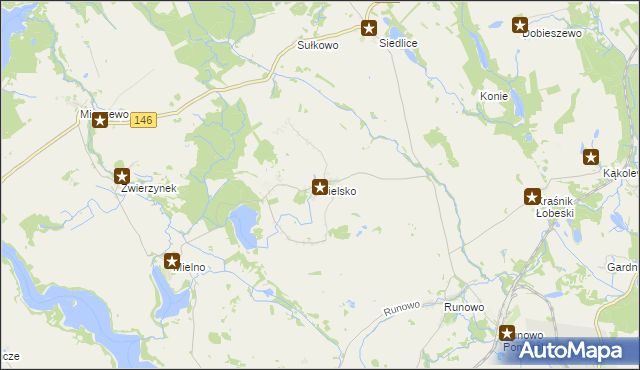 mapa Sielsko gmina Węgorzyno, Sielsko gmina Węgorzyno na mapie Targeo