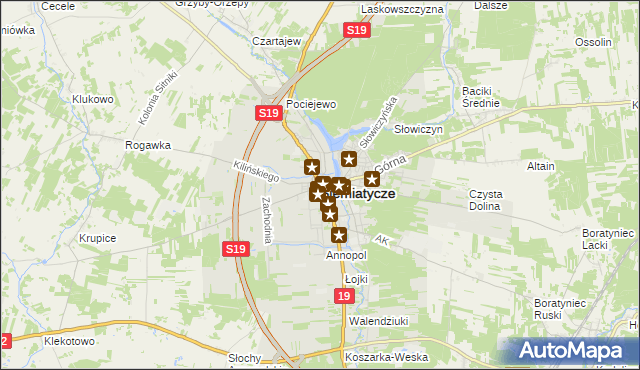 mapa Siemiatycze, Siemiatycze na mapie Targeo