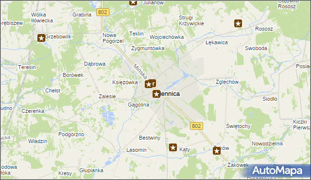 mapa Siennica powiat miński, Siennica powiat miński na mapie Targeo