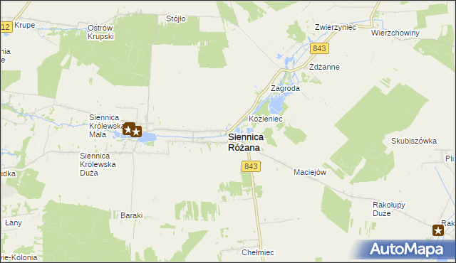 mapa Siennica Różana, Siennica Różana na mapie Targeo