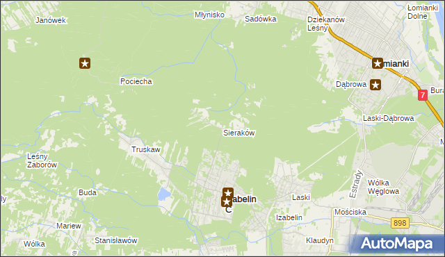 mapa Sieraków gmina Izabelin, Sieraków gmina Izabelin na mapie Targeo