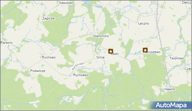 mapa Sińce gmina Białogard, Sińce gmina Białogard na mapie Targeo