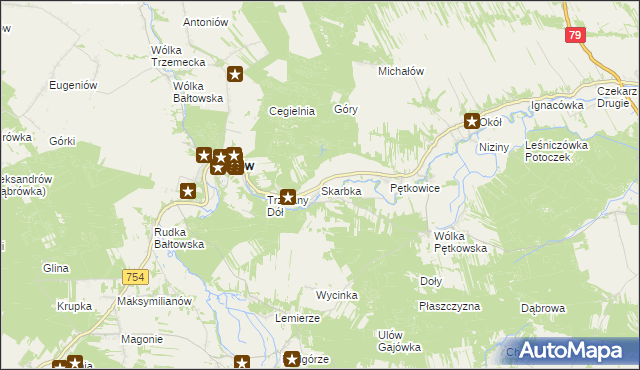 mapa Skarbka, Skarbka na mapie Targeo