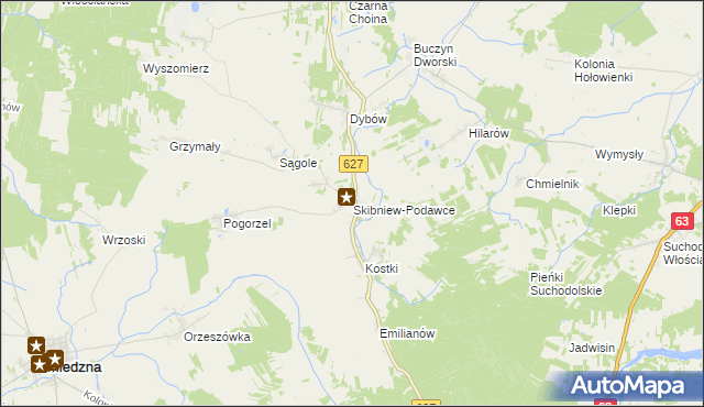 mapa Skibniew-Podawce, Skibniew-Podawce na mapie Targeo