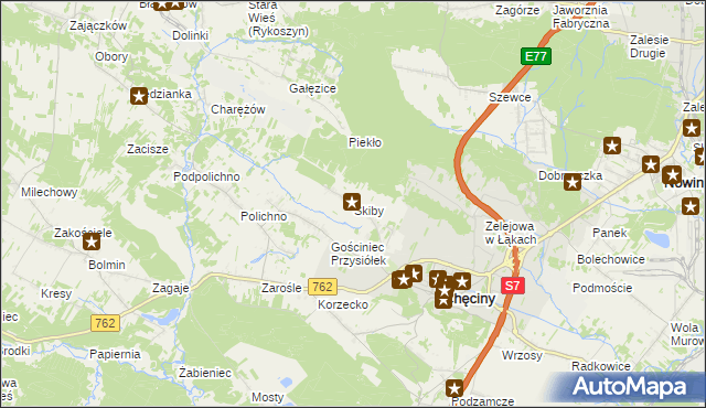 mapa Skiby gmina Chęciny, Skiby gmina Chęciny na mapie Targeo