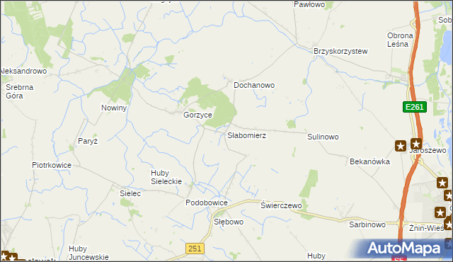 mapa Słabomierz gmina Żnin, Słabomierz gmina Żnin na mapie Targeo