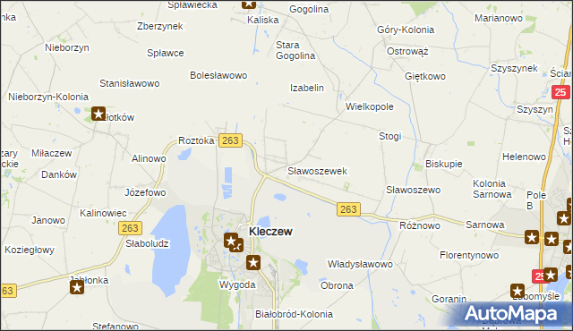 mapa Sławoszewek, Sławoszewek na mapie Targeo