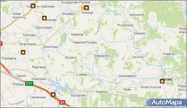 mapa Ślepowrony gmina Sochocin, Ślepowrony gmina Sochocin na mapie Targeo