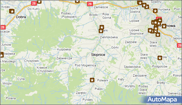 mapa Słopnice, Słopnice na mapie Targeo