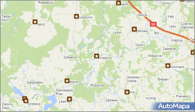 mapa Smażyno, Smażyno na mapie Targeo