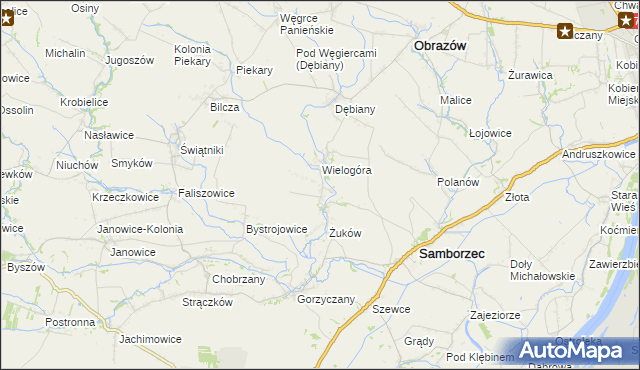 mapa Śmiechowice gmina Samborzec, Śmiechowice gmina Samborzec na mapie Targeo