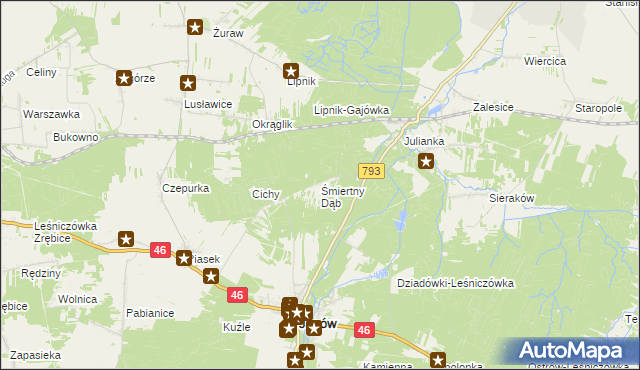 mapa Śmiertny Dąb, Śmiertny Dąb na mapie Targeo