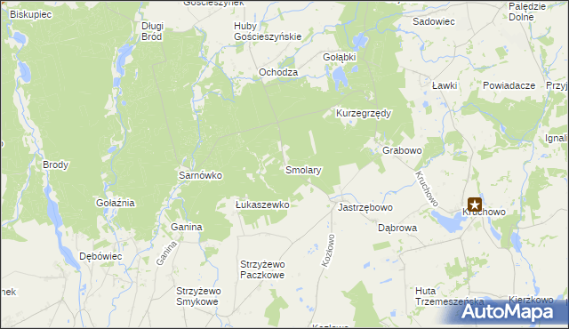 mapa Smolary gmina Trzemeszno, Smolary gmina Trzemeszno na mapie Targeo