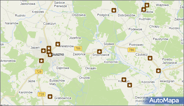 mapa Snochowice, Snochowice na mapie Targeo