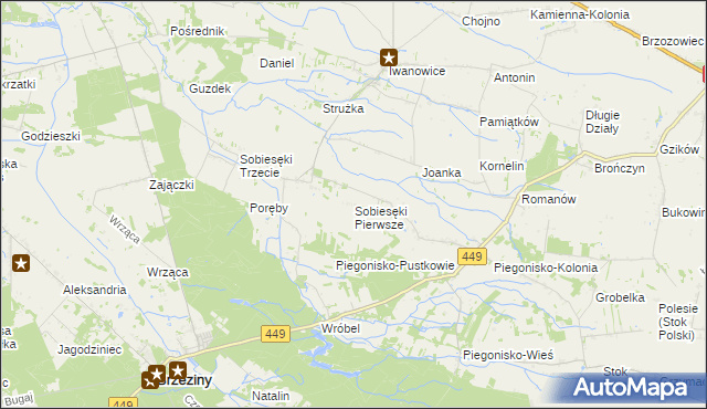 mapa Sobiesęki Pierwsze, Sobiesęki Pierwsze na mapie Targeo