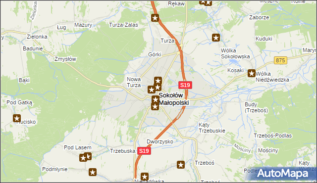 mapa Sokołów Małopolski, Sokołów Małopolski na mapie Targeo