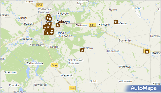 mapa Sokołowo gmina Golub-Dobrzyń, Sokołowo gmina Golub-Dobrzyń na mapie Targeo