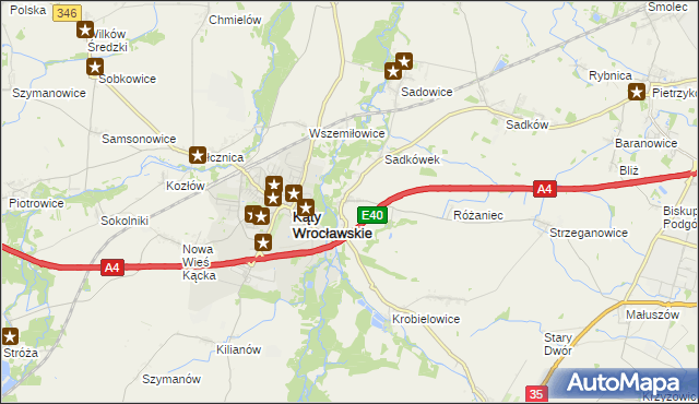 mapa Sośnica gmina Kąty Wrocławskie, Sośnica gmina Kąty Wrocławskie na mapie Targeo