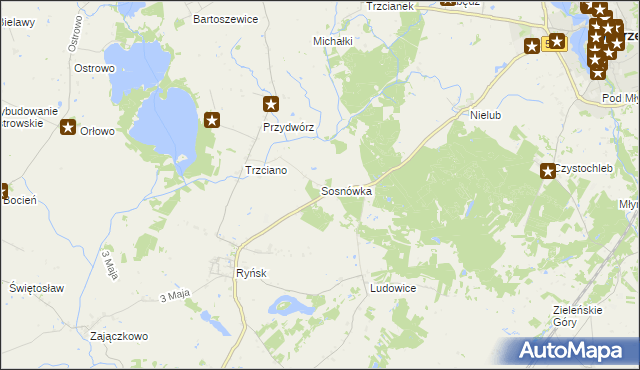 mapa Sosnówka gmina Ryńsk, Sosnówka gmina Ryńsk na mapie Targeo