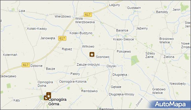 mapa Sosnowo gmina Opinogóra Górna, Sosnowo gmina Opinogóra Górna na mapie Targeo
