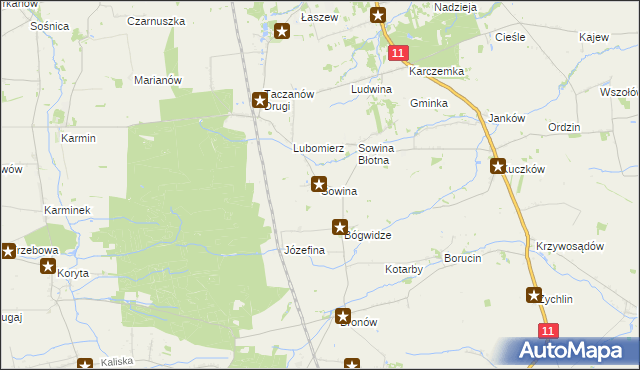 mapa Sowina gmina Pleszew, Sowina gmina Pleszew na mapie Targeo