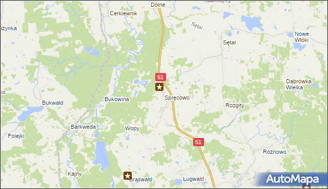 mapa Spręcowo, Spręcowo na mapie Targeo