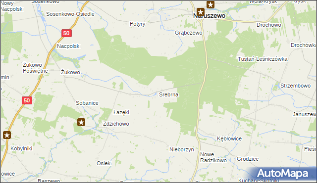 mapa Srebrna gmina Naruszewo, Srebrna gmina Naruszewo na mapie Targeo