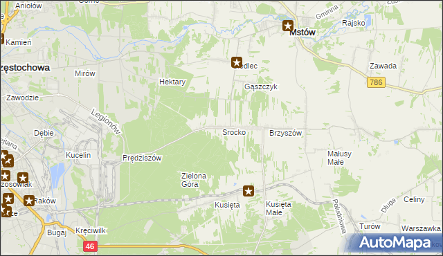 mapa Srocko gmina Mstów, Srocko gmina Mstów na mapie Targeo